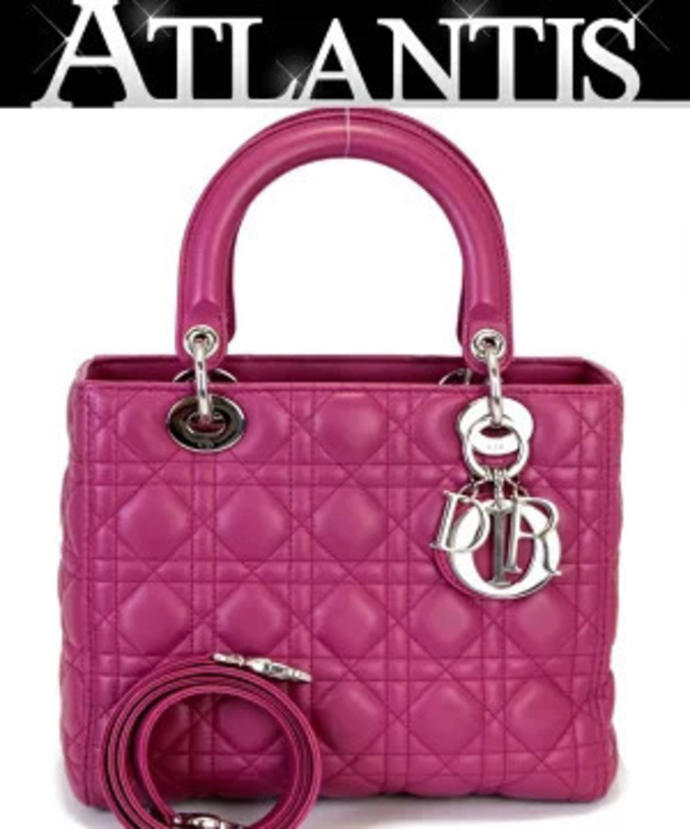 Christian Dior Lady Cannage Bag Pink Leather